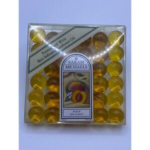 Vintage Sarah Michaels Peach Bath Oil Pearls Skin Softening Sunflower Oil